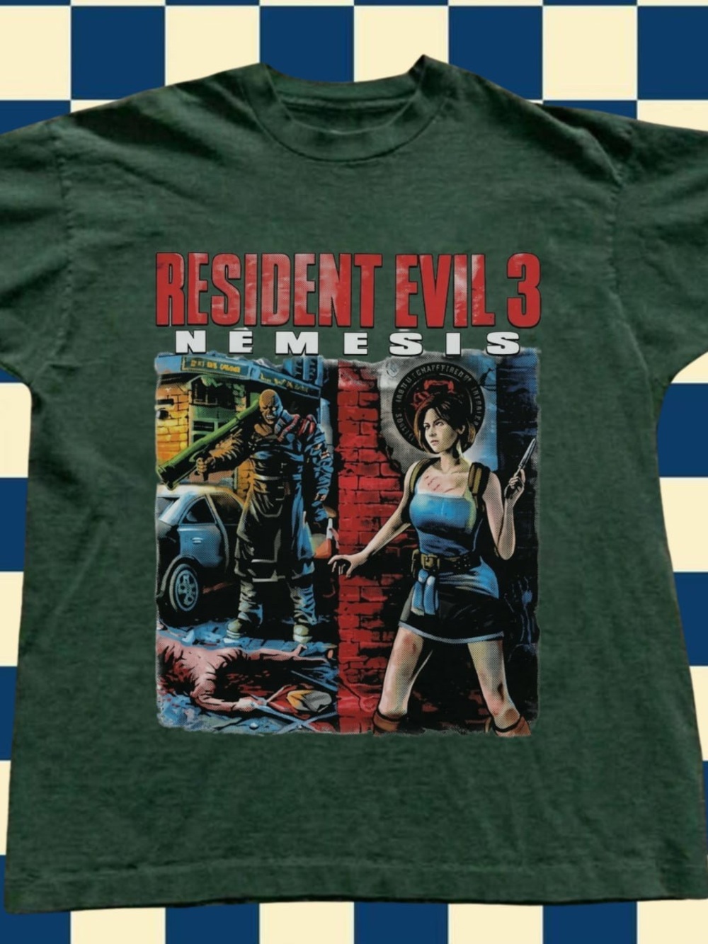 Gildan Dark Green Resident Evil 3 Nemesis Graphic Tee